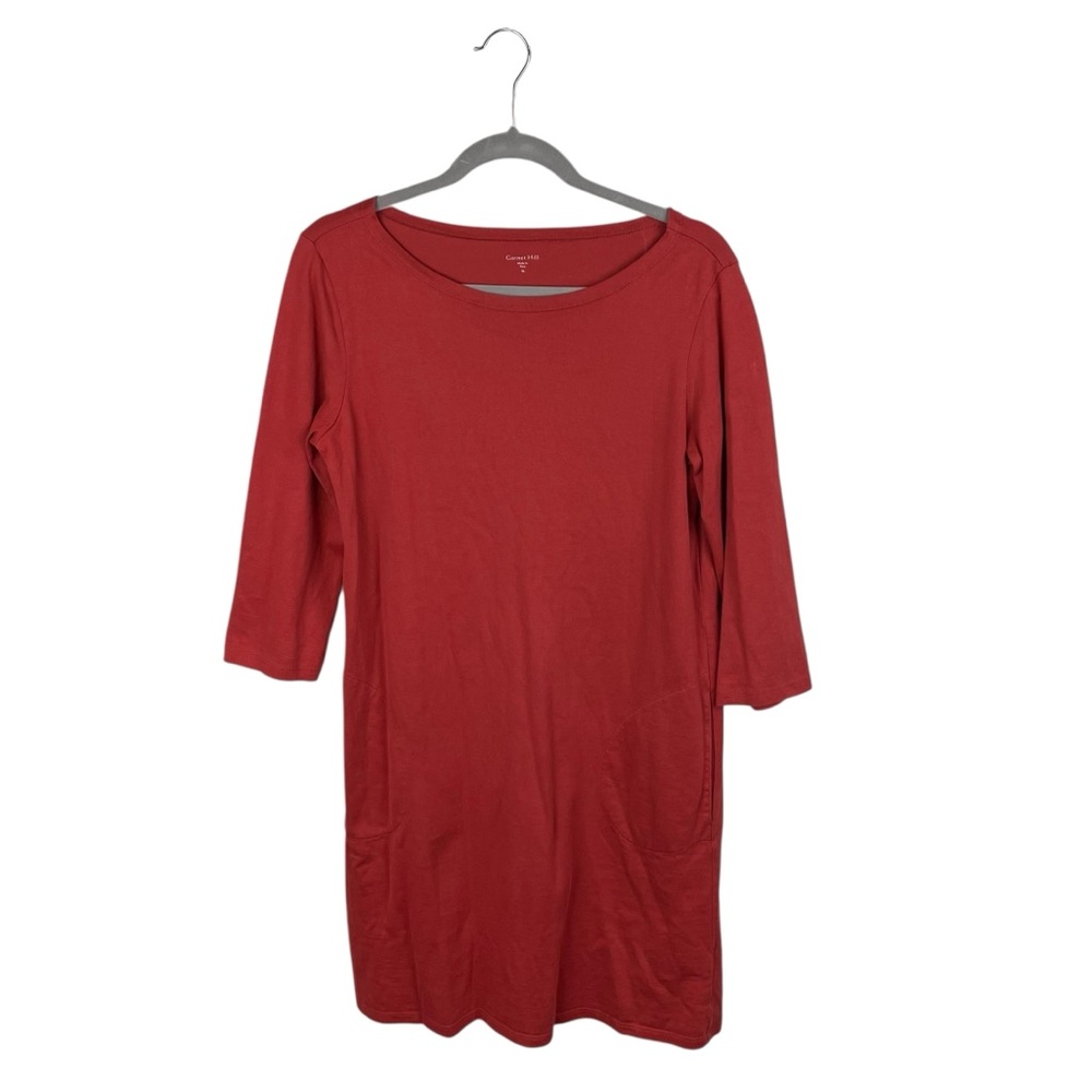 Garnet Hill Organic Pima Cotton Bateau Neck Dress Women's Size 6 Rust Orange Red